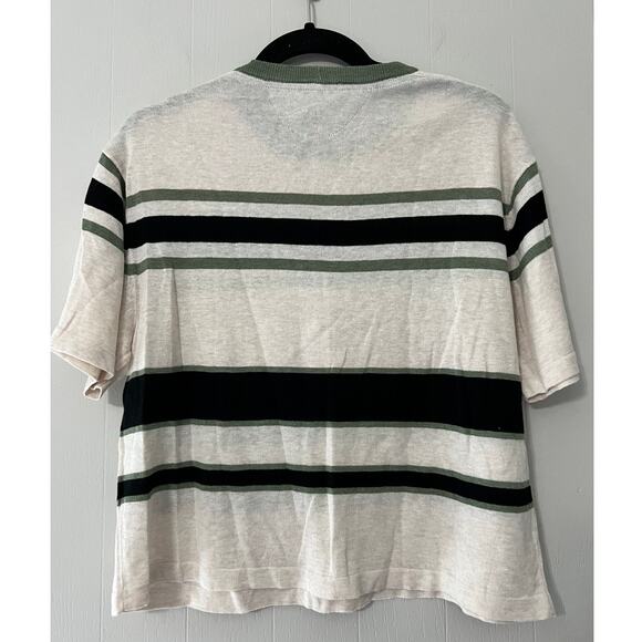 Monrow Size Small Short Sleeve Lightweight Striped Sweater BNWT - Picture 2 of 3